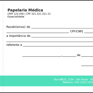 Recibo com Canhoto Clínica Geral Dendera