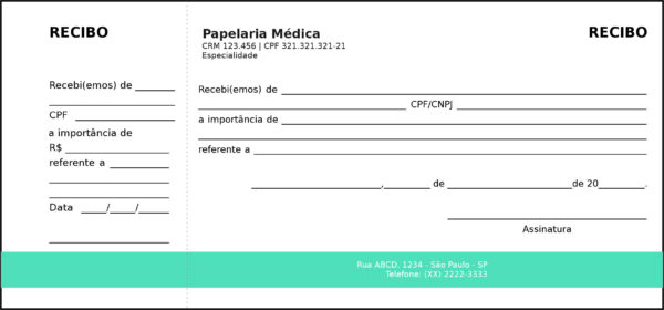 Recibo com Canhoto Clínica Geral Dendera Recibo com Canhoto Clínica Geral Dendera