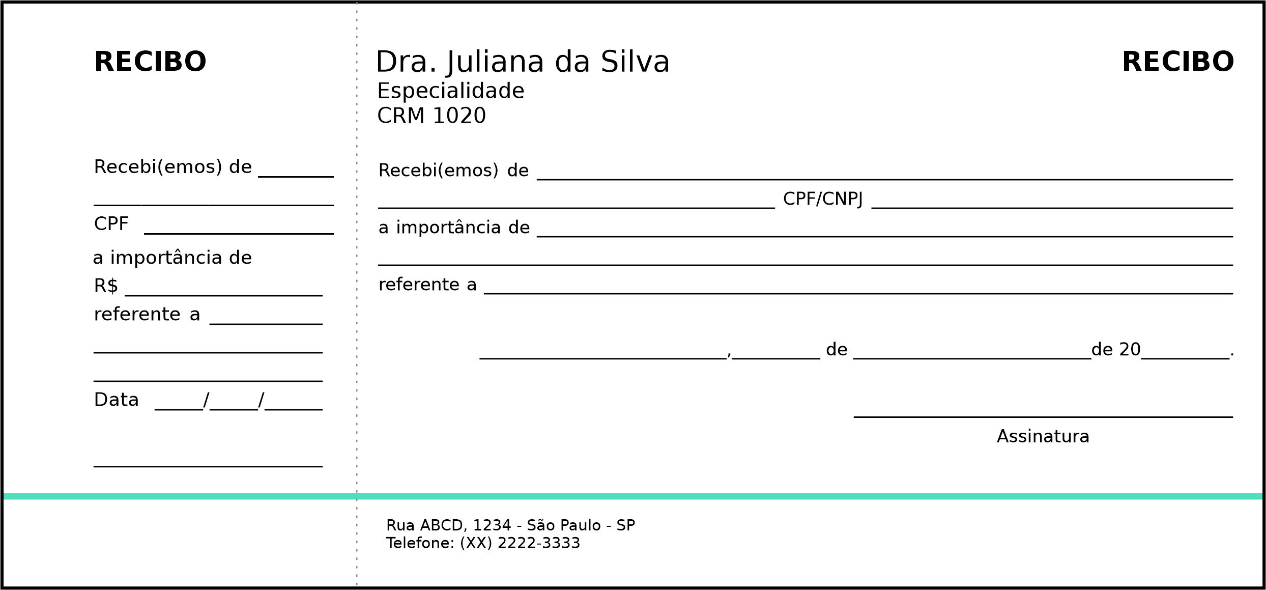 Recibo com Canhoto Clínica Geral Esna