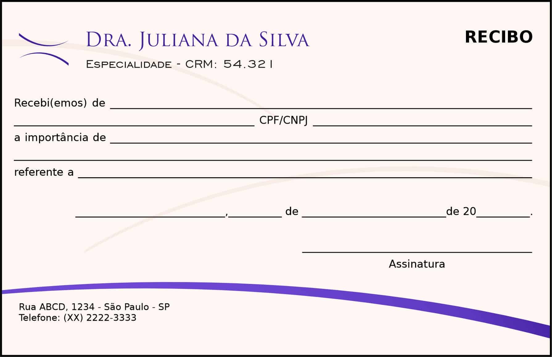 Recibo em 2 vias Clínica Geral Rosetta
