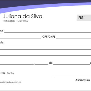 Recibo em 2 vias Psicológico Bamberg