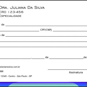 Recibo em 2 vias Odontologia Paris