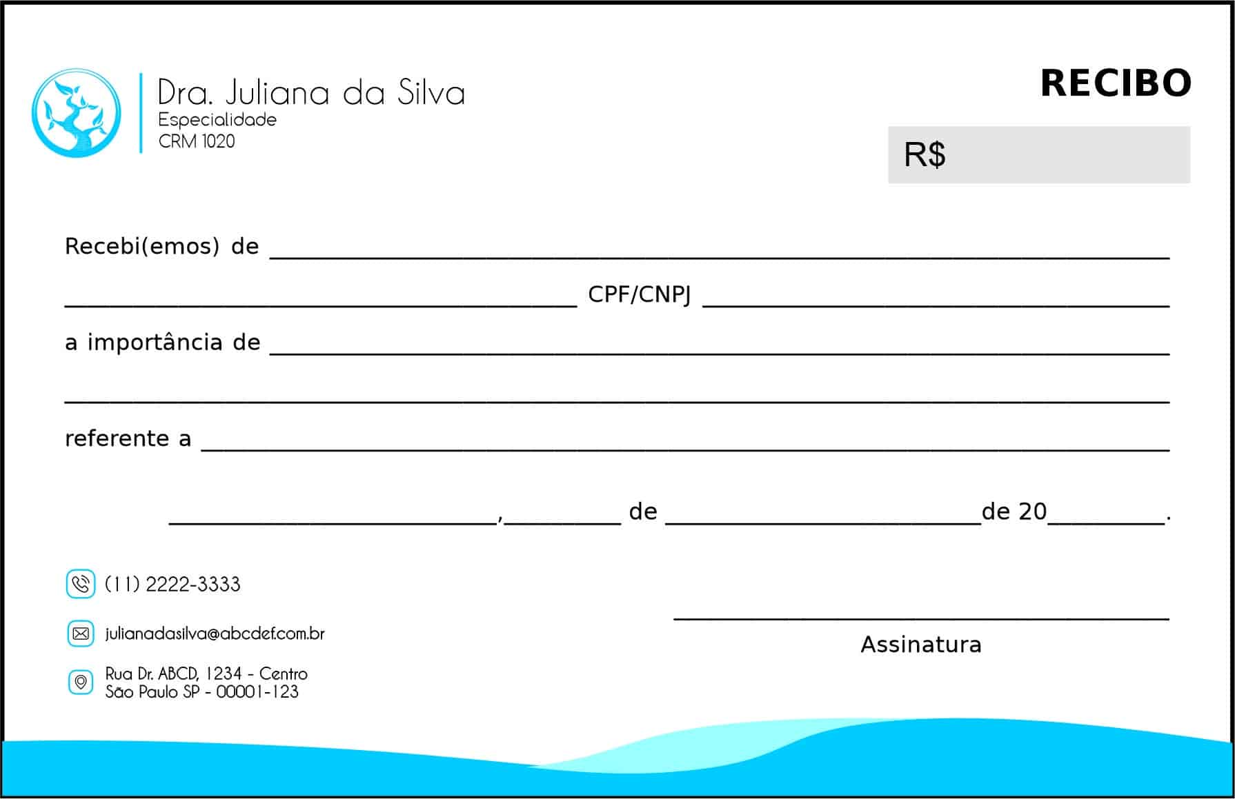 Recibo em 2 vias Geriatria Xiraz