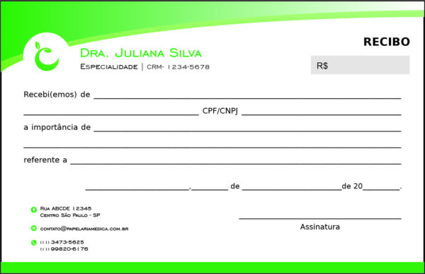 Recibo em 2 vias Nutricionista Córdoba Recibo em 2 vias Nutricionista Córdoba