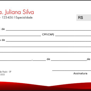 Recibo em 2 vias Nutricionista Rosário