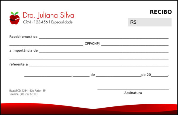Recibo em 2 vias Nutricionista Rosário Recibo em 2 vias Nutricionista Rosário