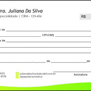 Recibo em 2 vias Nutricionista Buenos Aires
