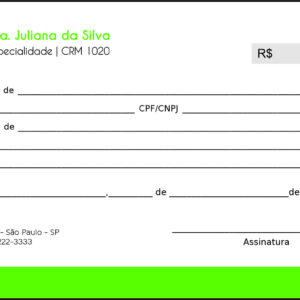 Recibo em 2 vias Nutricionista Mendoza