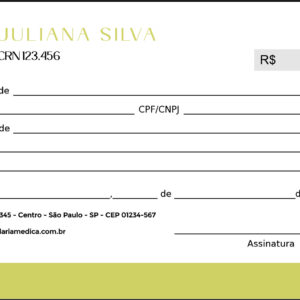 Recibo em 2 vias Nutricionista Salta