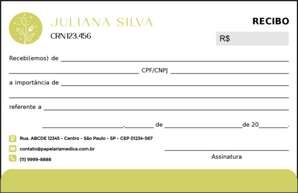 Recibo em 2 vias Nutricionista Salta Recibo em 2 vias Nutricionista Salta