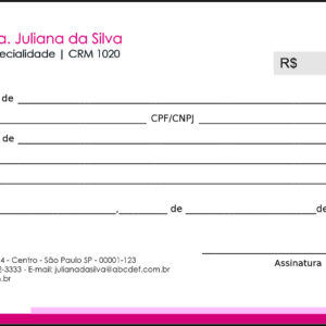 Recibo em 2 vias Oncologia Osaka