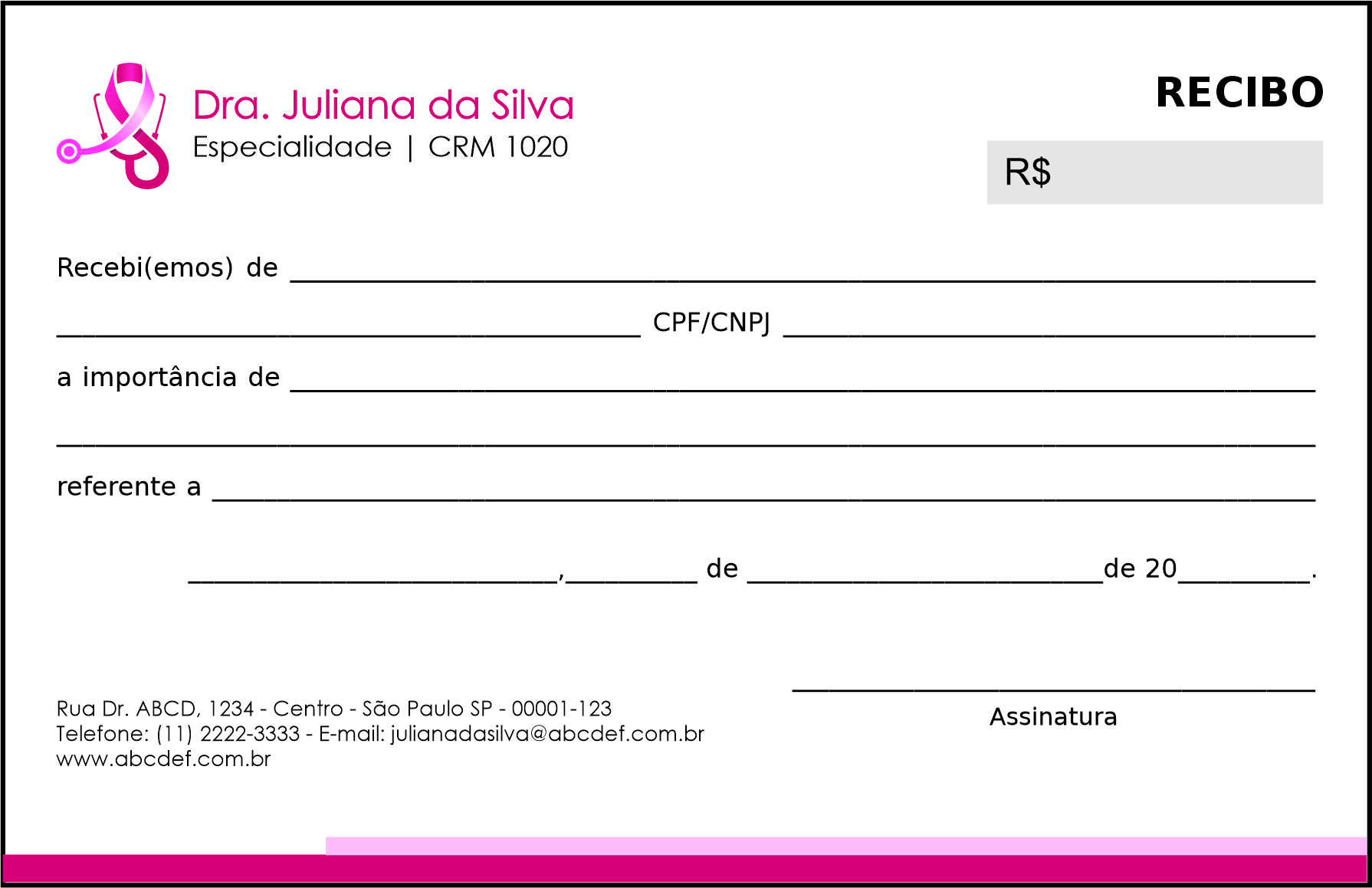 Recibo em 2 vias Oncologia Osaka