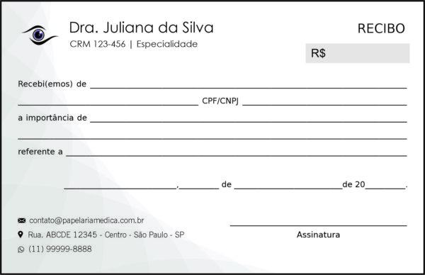 Recibo em 2 vias Oftalmologia Estocolmo Recibo em 2 vias Oftalmologia Estocolmo
