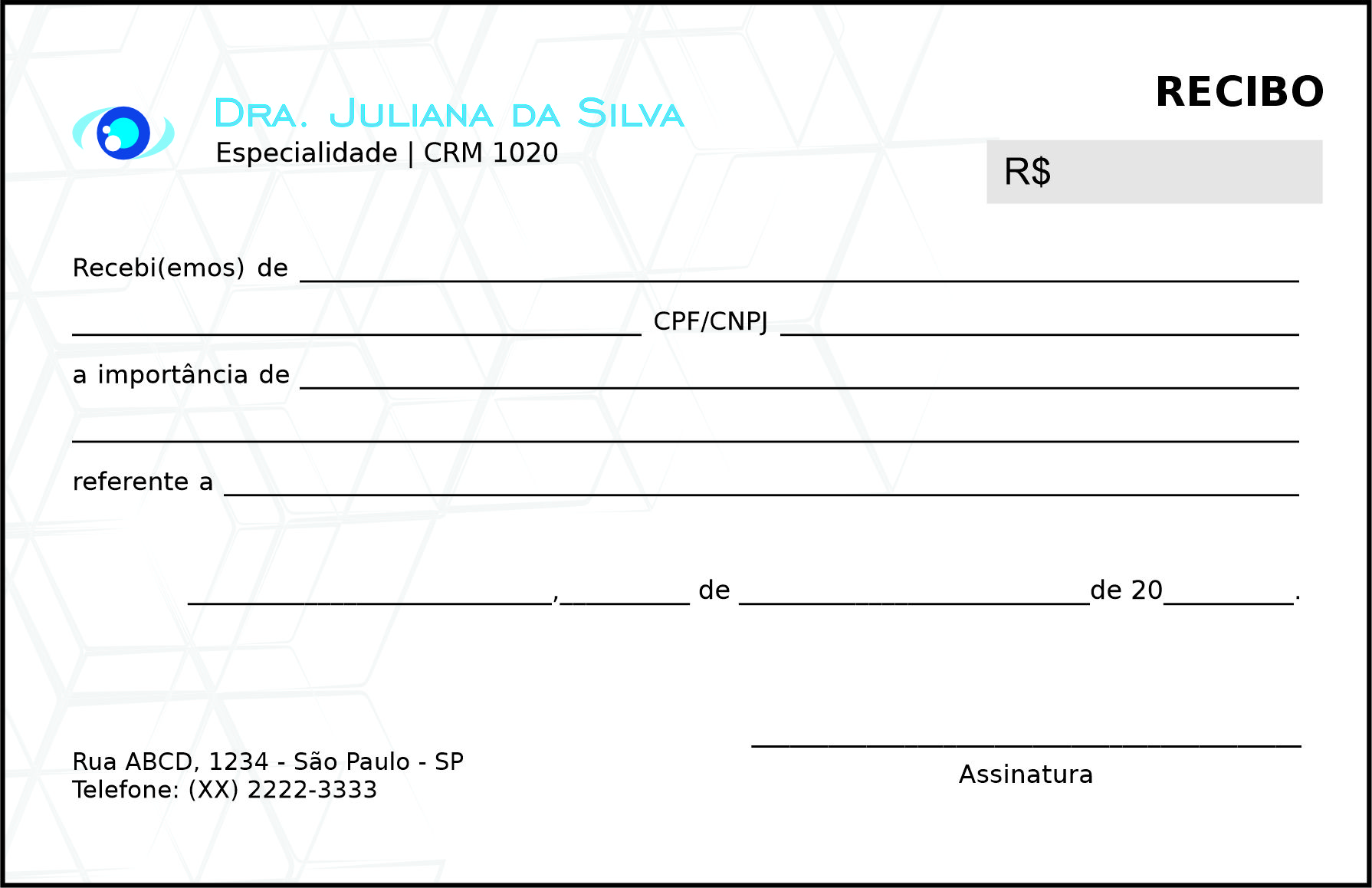 Recibo em 2 vias Oftalmologia Helsingborg
