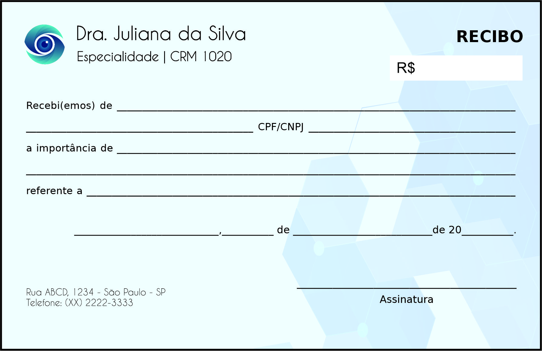 Recibo em 2 vias Oftalmologia Visby