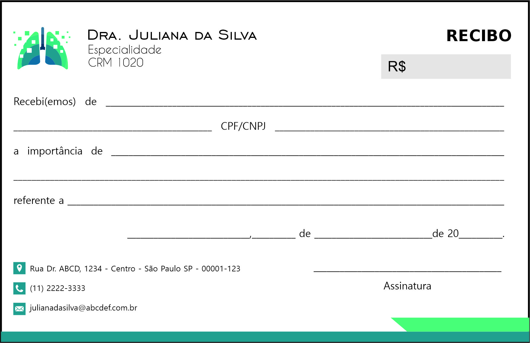 Recibo em 2 vias Pneumologia Vodskov