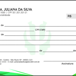 Recibo em 2 vias Psicológico Colônia