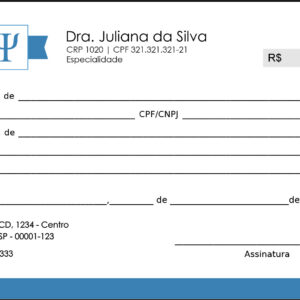 Recibo em 2 vias Psicologia Bremen