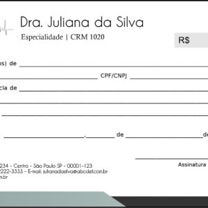 Recibo em 2 vias Psicologia Kiel