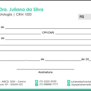 Recibo em 2 vias Urologia Lisboa