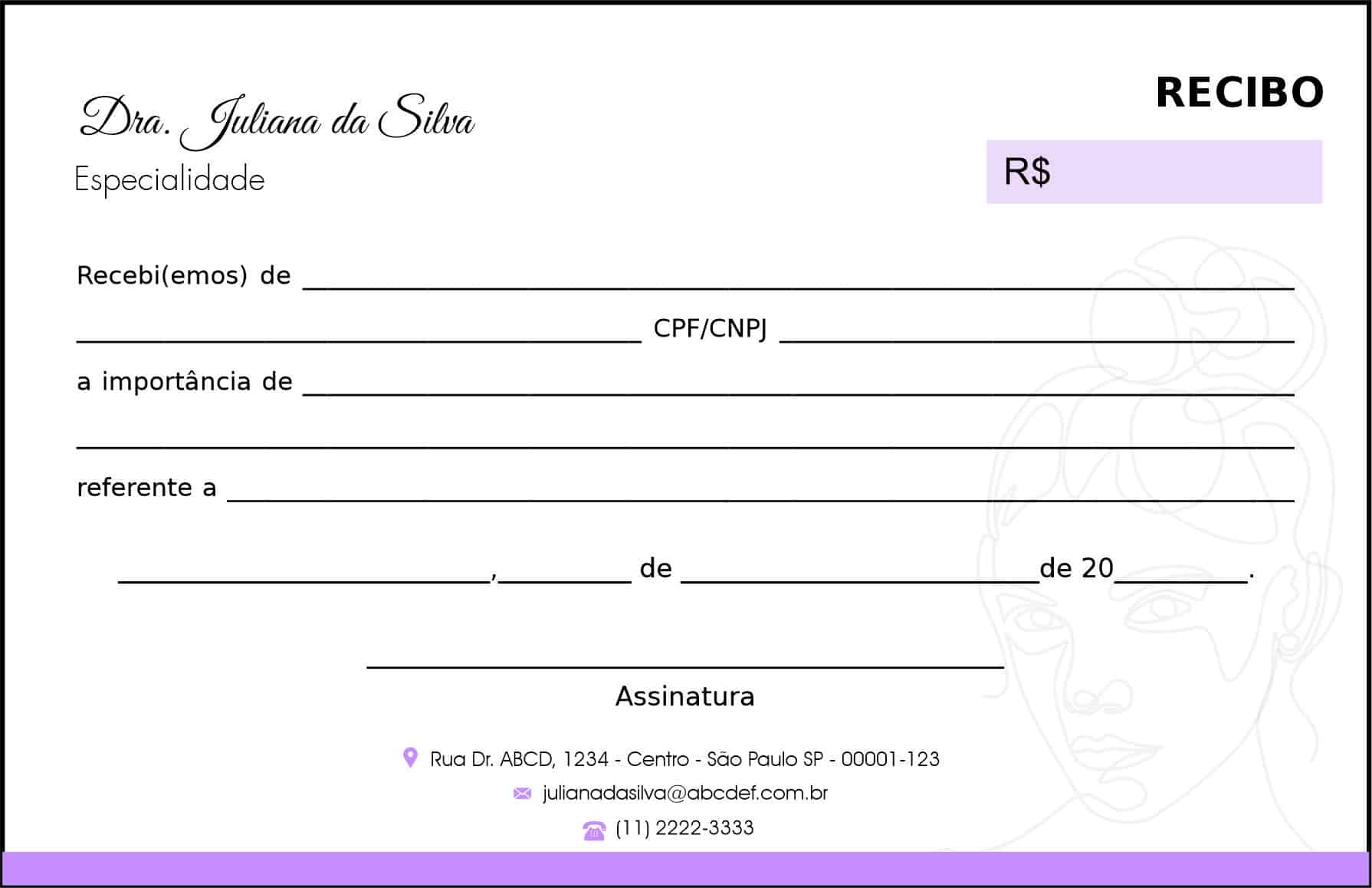 Recibo em 2 vias Dermatologista Liverpool
