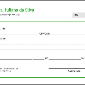 Recibo em 2 vias Ortopedia Tessalônica