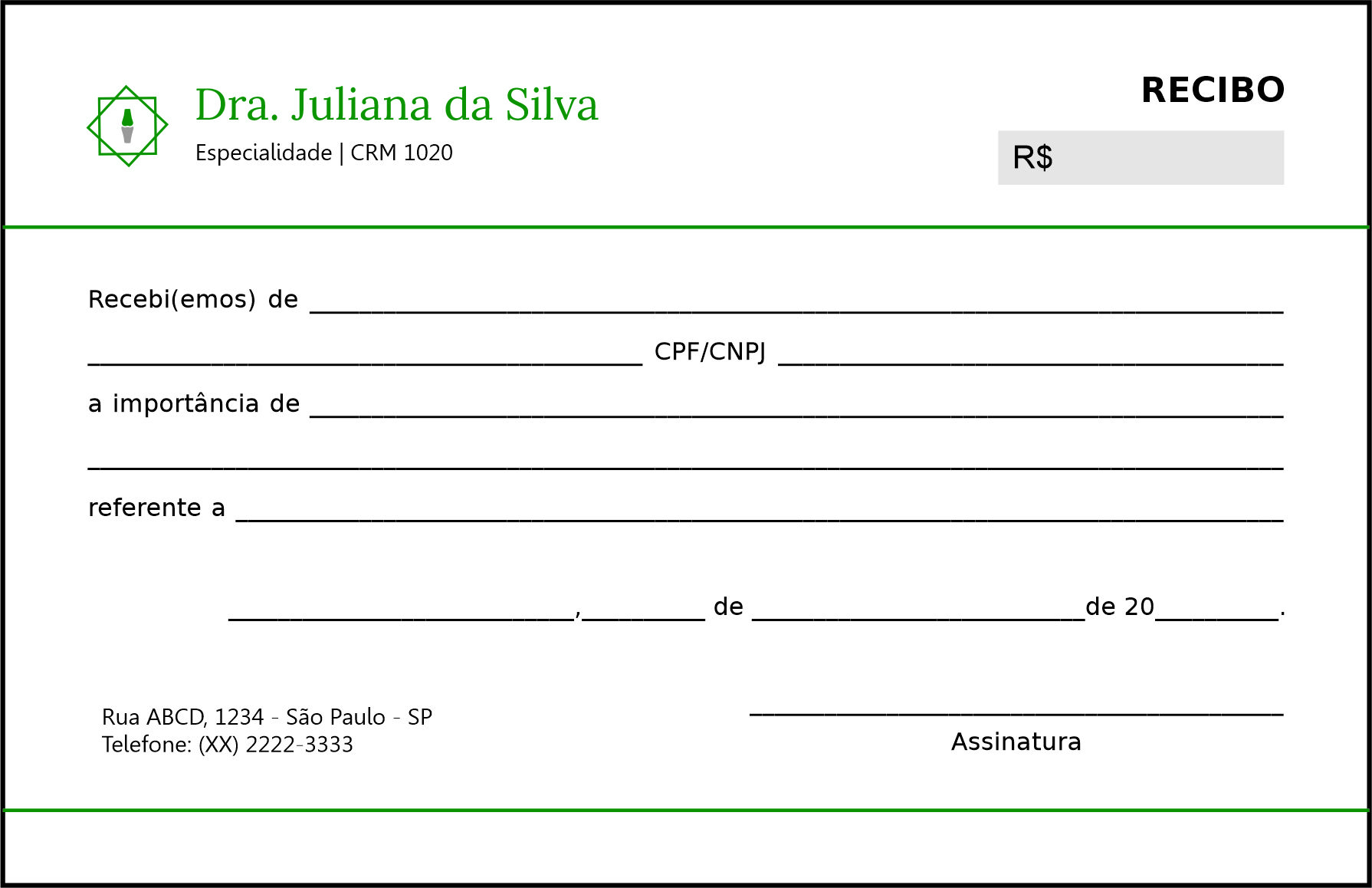 Recibo em 2 vias Ortopedia Tessalônica