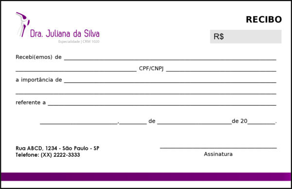 Recibo em 2 vias Ortopedia Neápolis Recibo em 2 vias Ortopedia Neápolis
