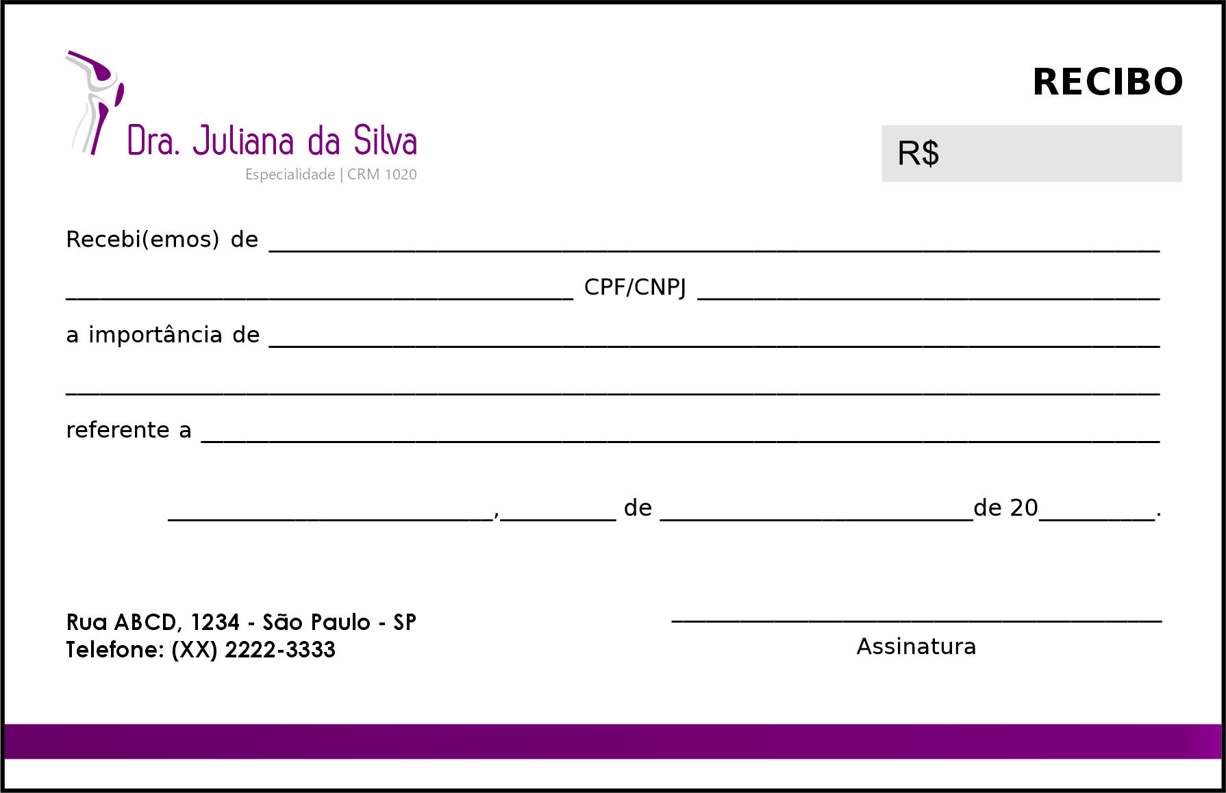 Recibo em 2 vias Ortopedia Neápolis
