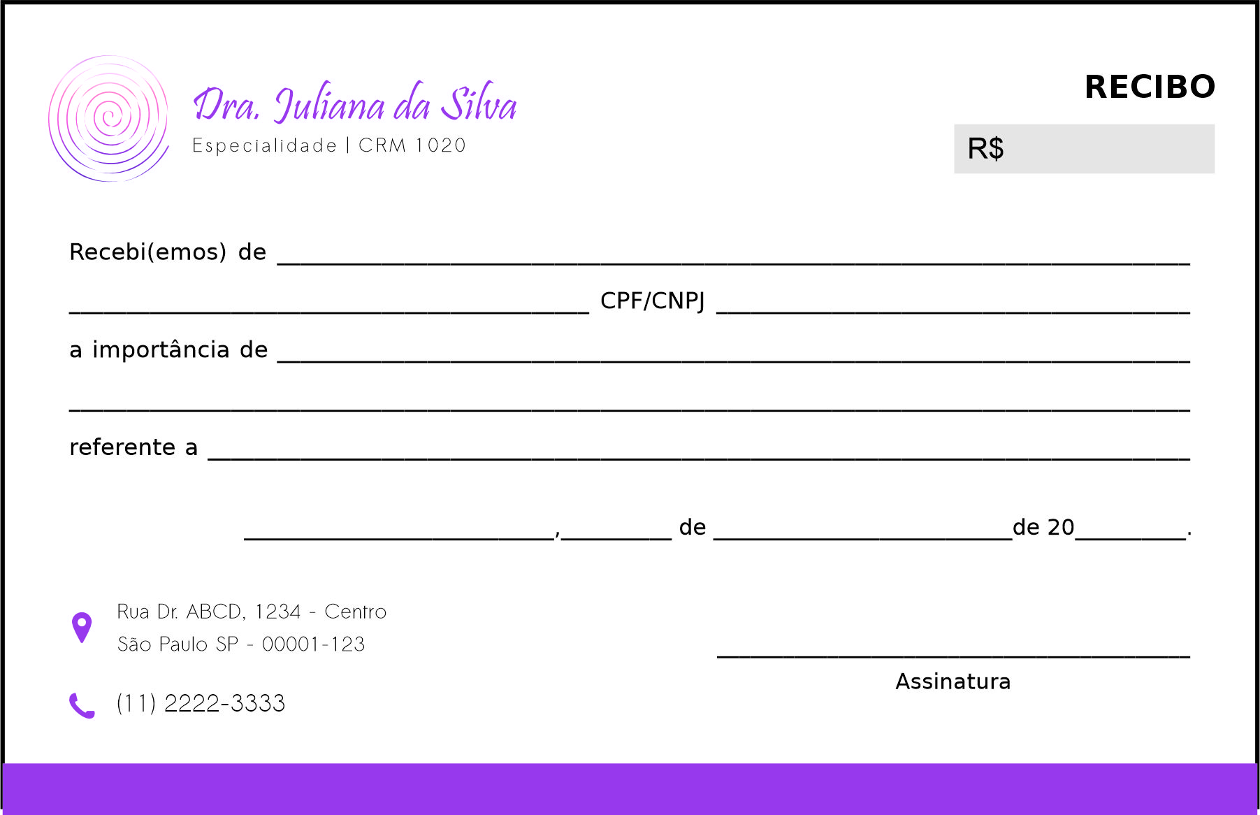 Recibo em 2 vias Otorrinolaringologista Bilbao