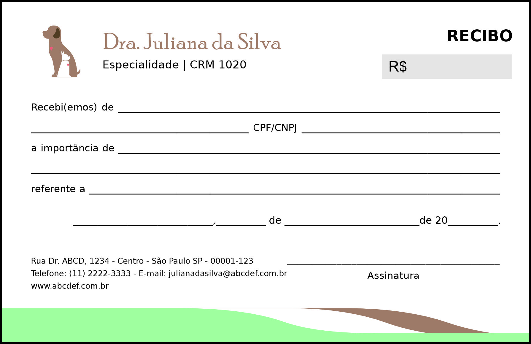 Recibo em 2 vias Veterinário Graz
