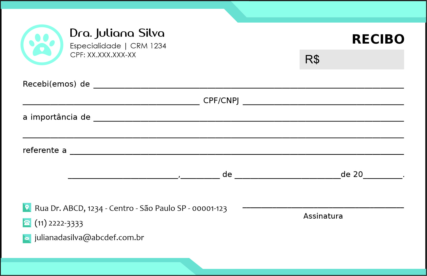 Recibo em 2 vias Veterinário Traun