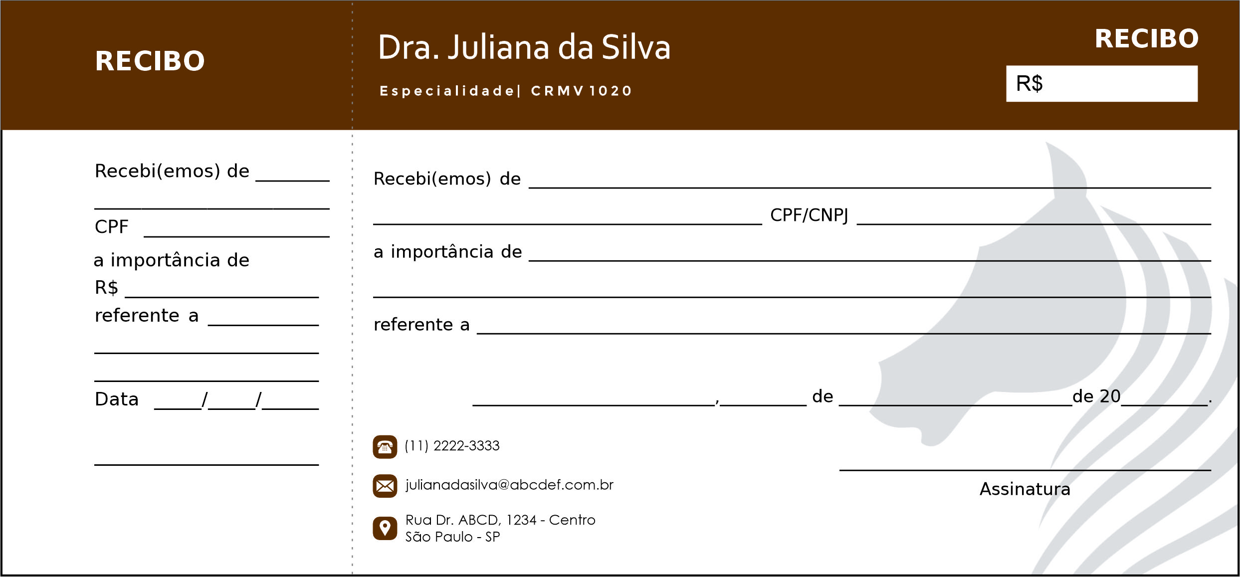 Recibo com Canhoto Veterinário Kufstein