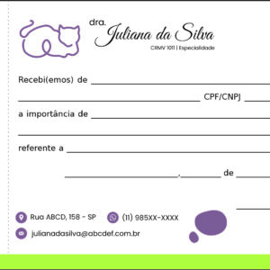 Recibo com Canhoto Veterinário Liezen