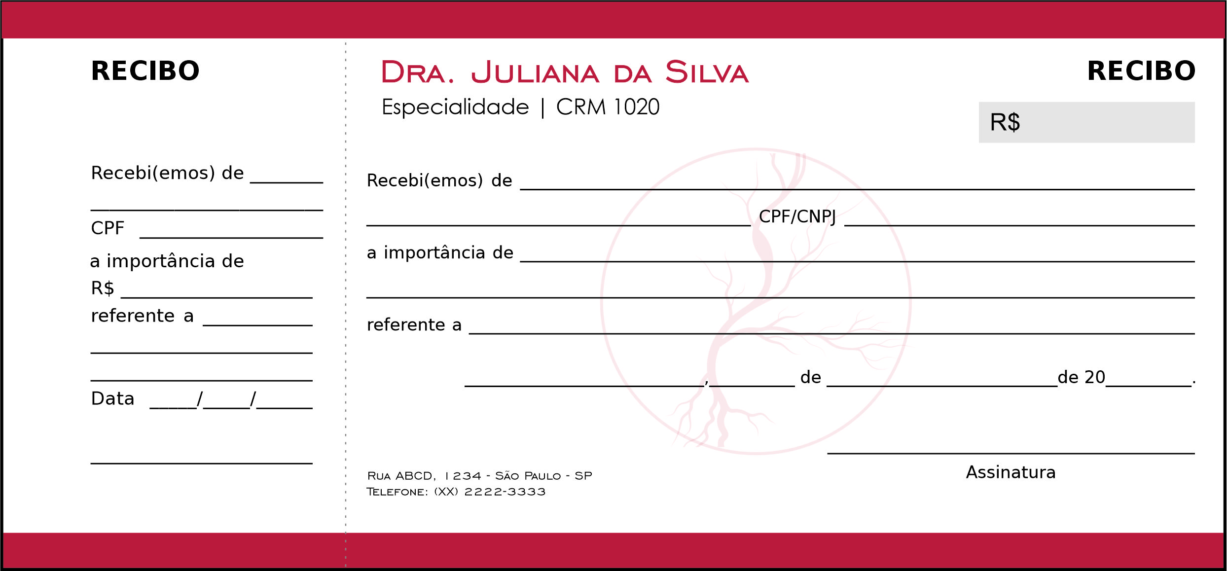 Recibo com Canhoto Angiologia e Vascular Antuérpia
