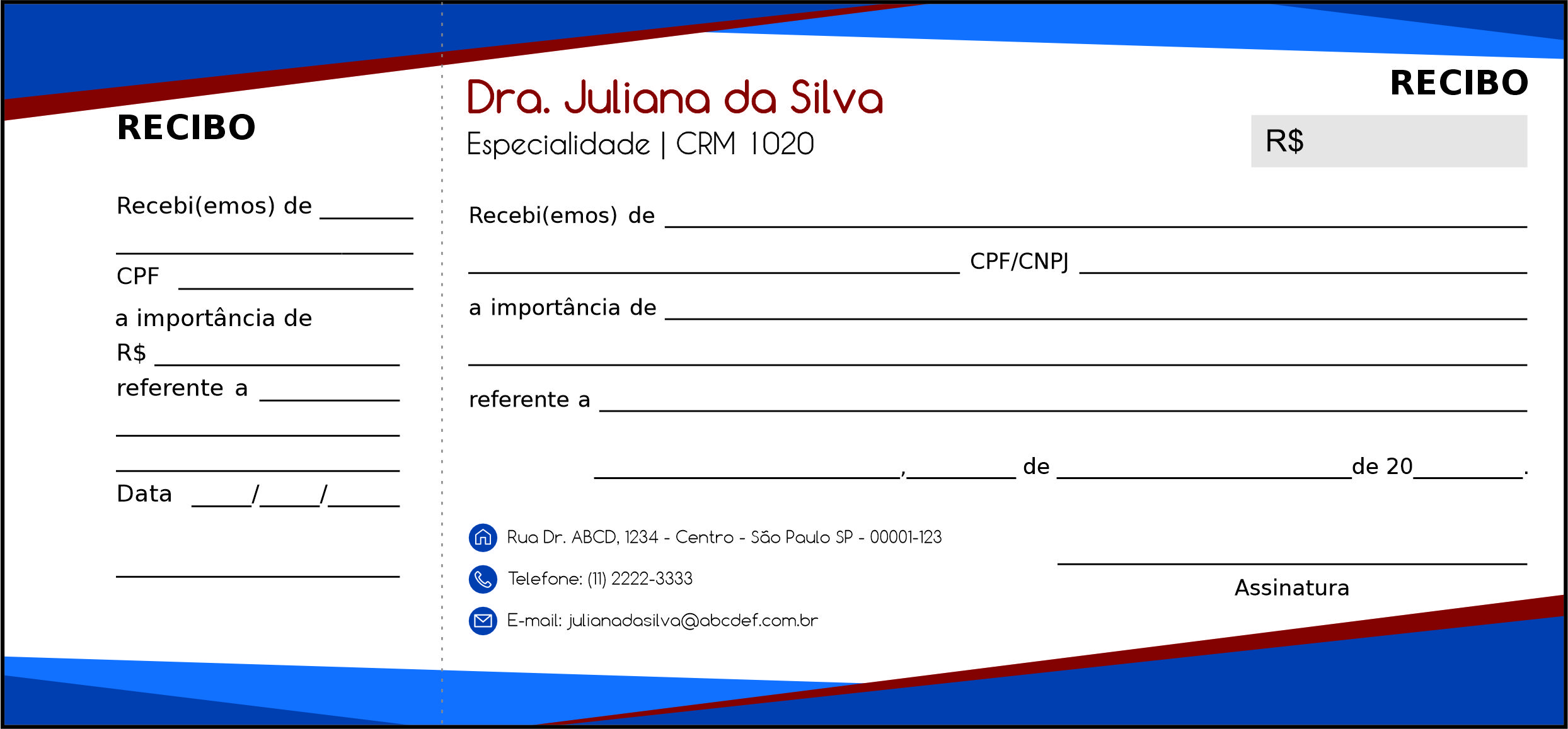 Recibo com Canhoto Angiologia e Vascular Gante