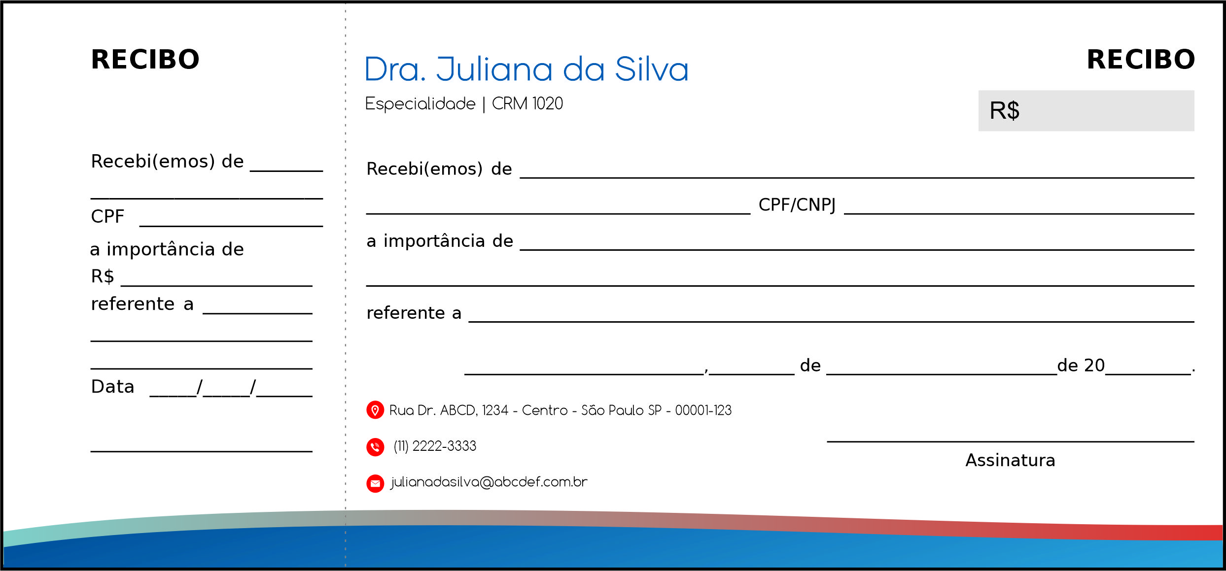 Recibo com Canhoto Angiologia e Vascular Bruges