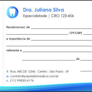 Recibo com Canhoto Odontologia Nantes