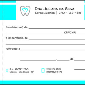 Recibo com Canhoto Odontologia Rennes