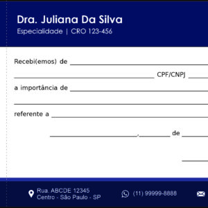 Recibo com Canhoto Odontologia Colmar