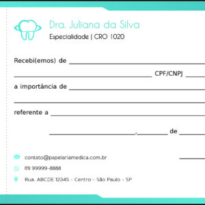 Recibo com Canhoto Odontologia Lille