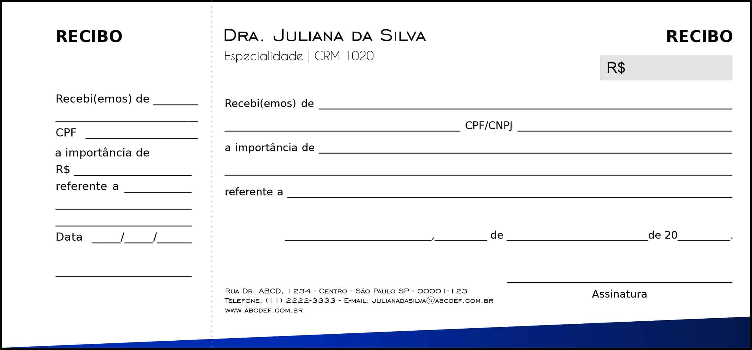 Recibo com Canhoto Clínica Geral Latópolis