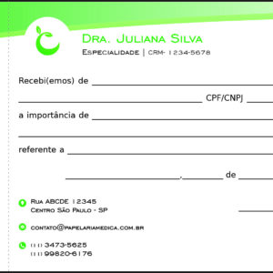 Recibo com Canhoto Nutricionista Córdoba