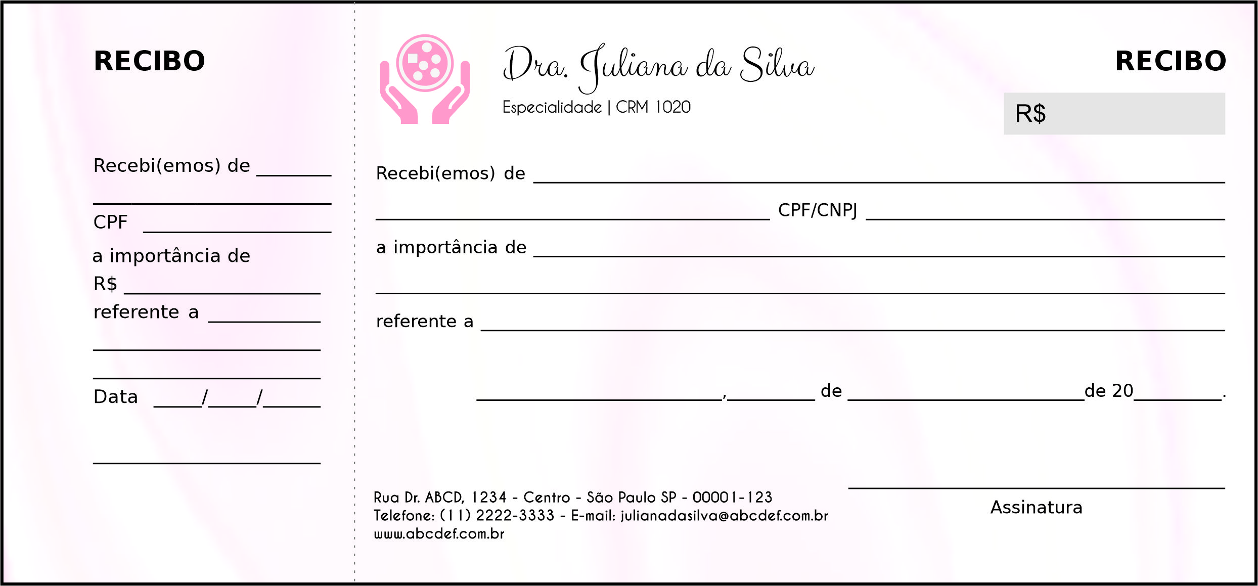 Recibo com Canhoto Oncologia Yokohama
