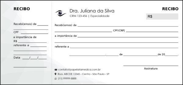 Recibo com Canhoto Oftalmologia Estocolmo Recibo com Canhoto Oftalmologia Estocolmo