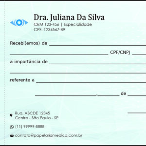 Recibo com Canhoto Oftalmologia Gotemburgo