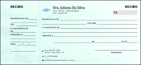 Recibo com Canhoto Oftalmologia Gotemburgo Recibo com Canhoto Oftalmologia Gotemburgo