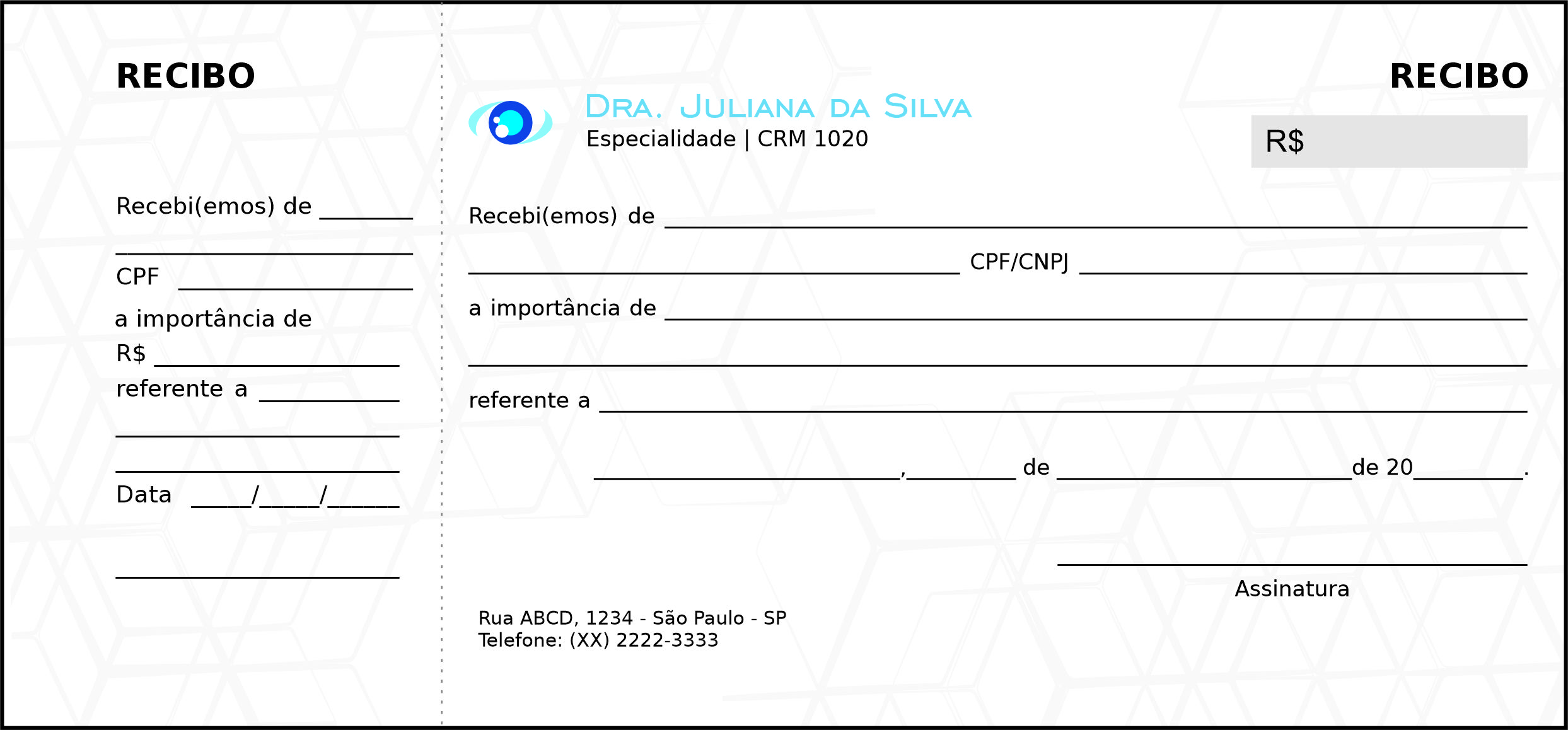 Recibo com Canhoto Oftalmologia Helsingborg
