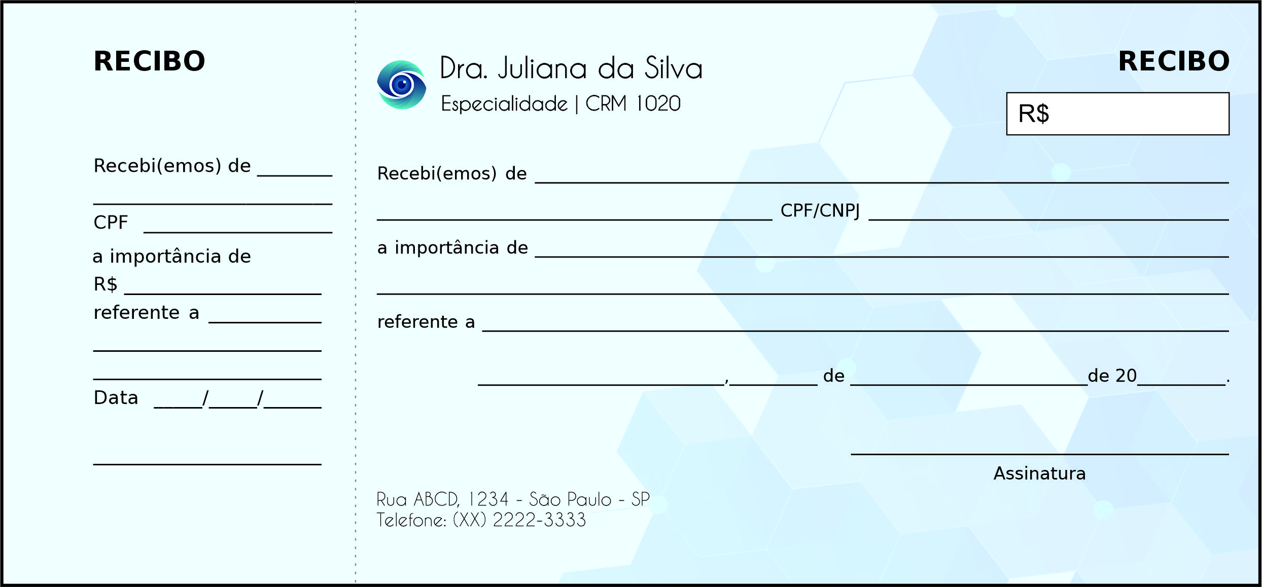 Recibo com Canhoto Oftalmologia Visby