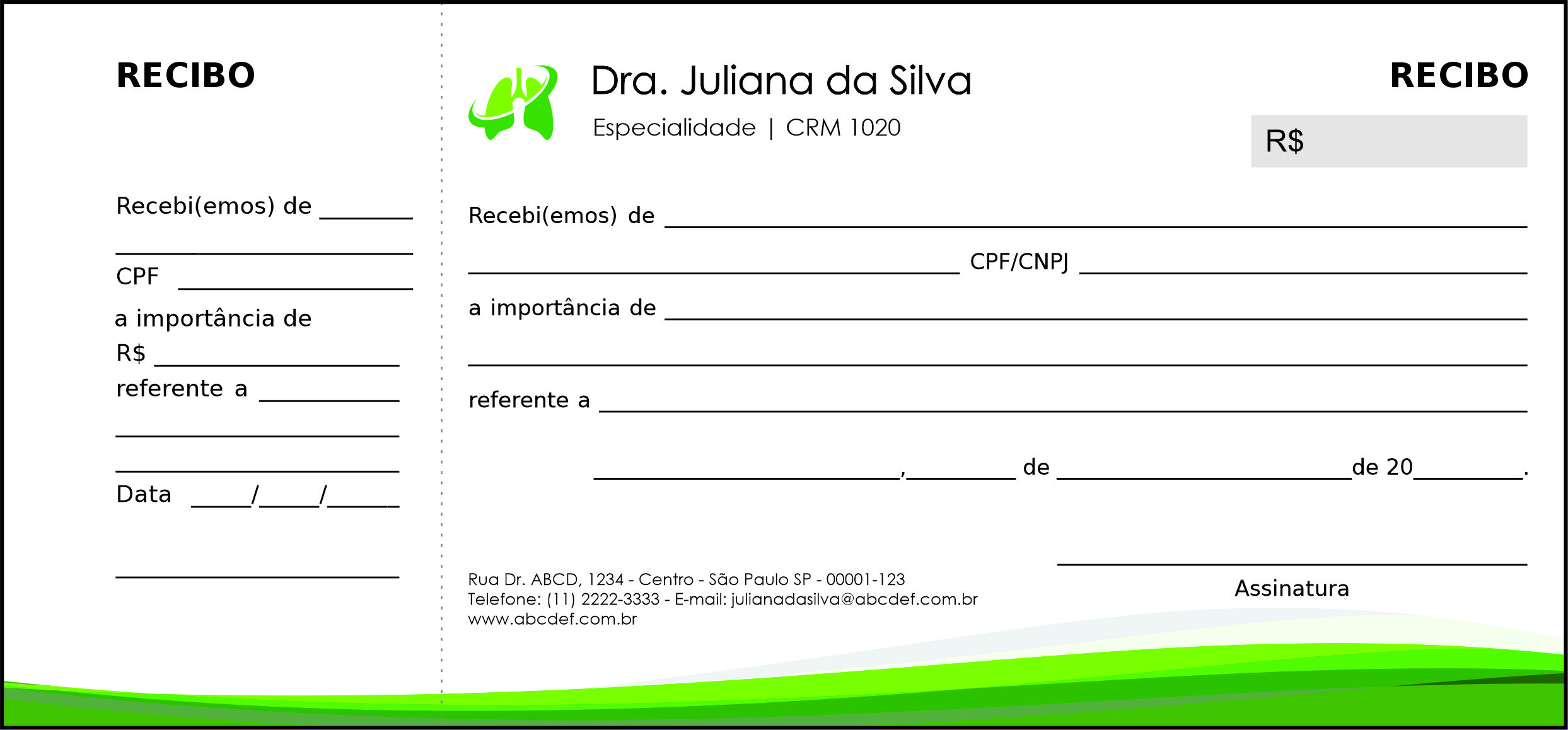 Recibo com Canhoto Pneumologia Copenhague